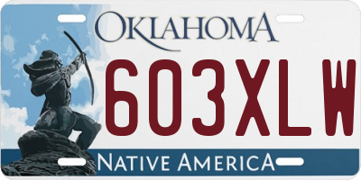 OK license plate 603XLW