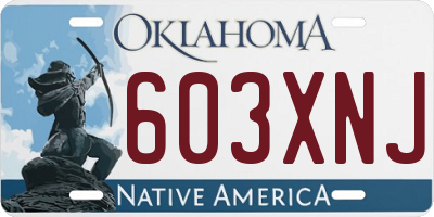 OK license plate 603XNJ