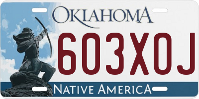 OK license plate 603XOJ
