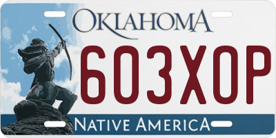 OK license plate 603XOP