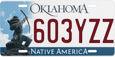 OK license plate 603YZZ