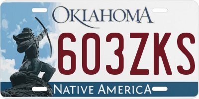 OK license plate 603ZKS