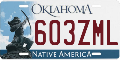 OK license plate 603ZML