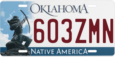 OK license plate 603ZMN