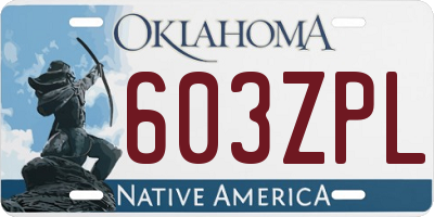 OK license plate 603ZPL