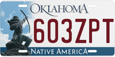 OK license plate 603ZPT