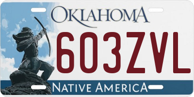 OK license plate 603ZVL