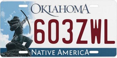 OK license plate 603ZWL