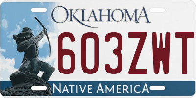 OK license plate 603ZWT