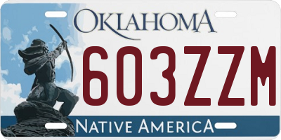 OK license plate 603ZZM