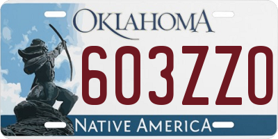 OK license plate 603ZZO
