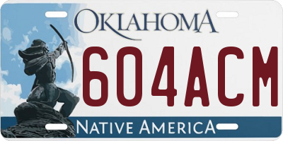 OK license plate 604ACM
