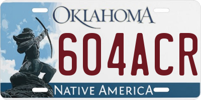 OK license plate 604ACR