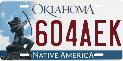 OK license plate 604AEK