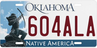 OK license plate 604ALA