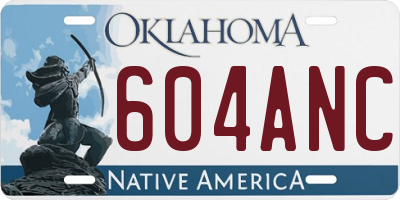 OK license plate 604ANC