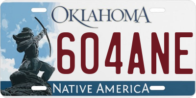 OK license plate 604ANE
