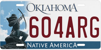 OK license plate 604ARG