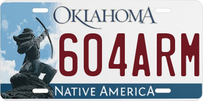 OK license plate 604ARM