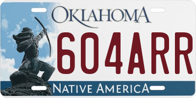 OK license plate 604ARR