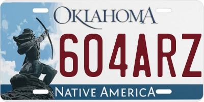OK license plate 604ARZ