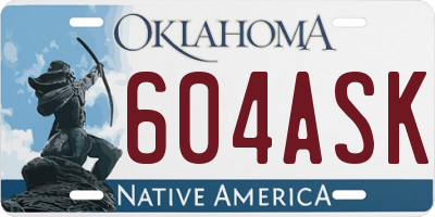 OK license plate 604ASK