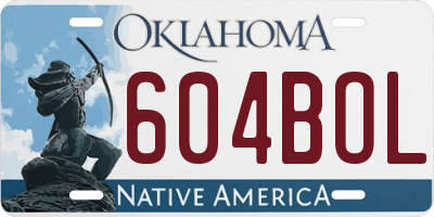 OK license plate 604BOL
