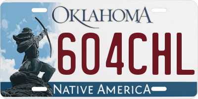 OK license plate 604CHL