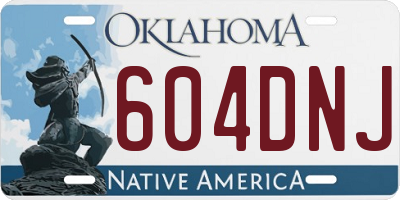 OK license plate 604DNJ