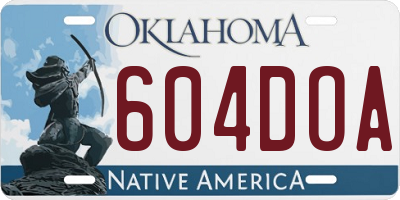 OK license plate 604DOA