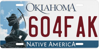 OK license plate 604FAK