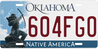 OK license plate 604FGO