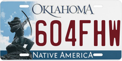 OK license plate 604FHW