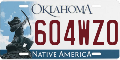 OK license plate 604WZO