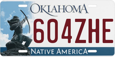 OK license plate 604ZHE
