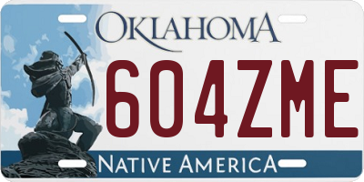OK license plate 604ZME