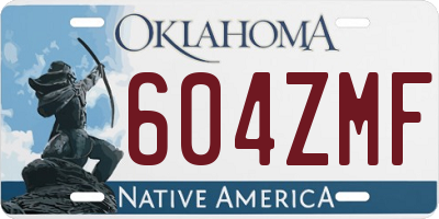 OK license plate 604ZMF