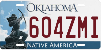 OK license plate 604ZMI