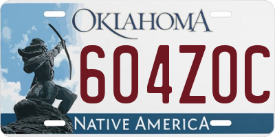 OK license plate 604ZOC