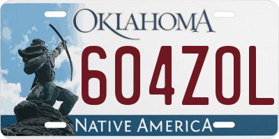 OK license plate 604ZOL