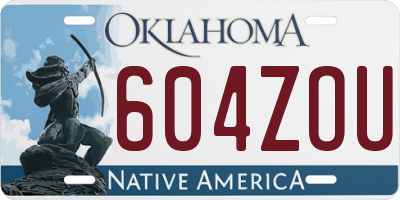 OK license plate 604ZOU