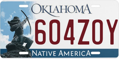 OK license plate 604ZOY