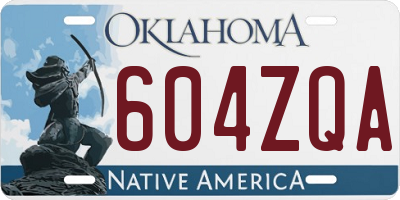 OK license plate 604ZQA