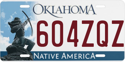 OK license plate 604ZQZ