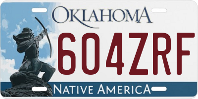 OK license plate 604ZRF