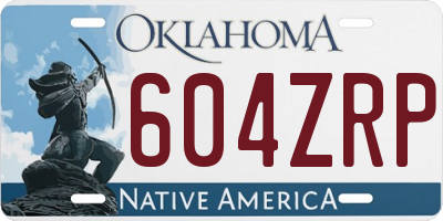 OK license plate 604ZRP