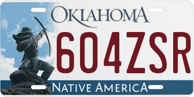 OK license plate 604ZSR