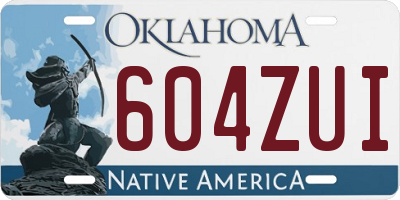 OK license plate 604ZUI