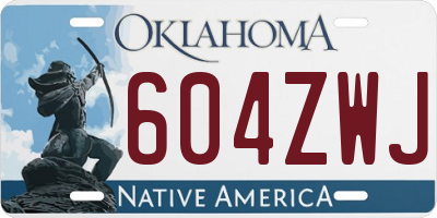 OK license plate 604ZWJ
