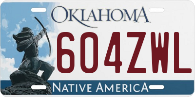 OK license plate 604ZWL